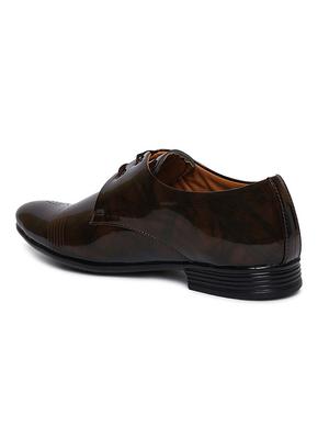 brown synthetic & mesh laceup derbies - 17583222 - Standard Image - 3