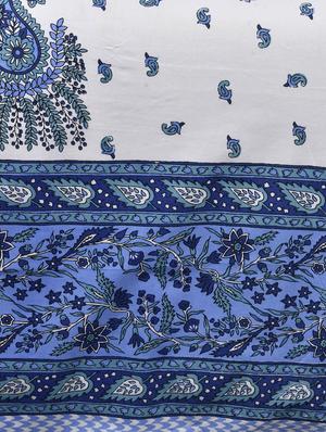 jaipurfabric cotton jaipuri double bedsheet with 2 pillow coverblue pageant paisley king size/90x 108-inch - 17583296 - Standard Image - 3