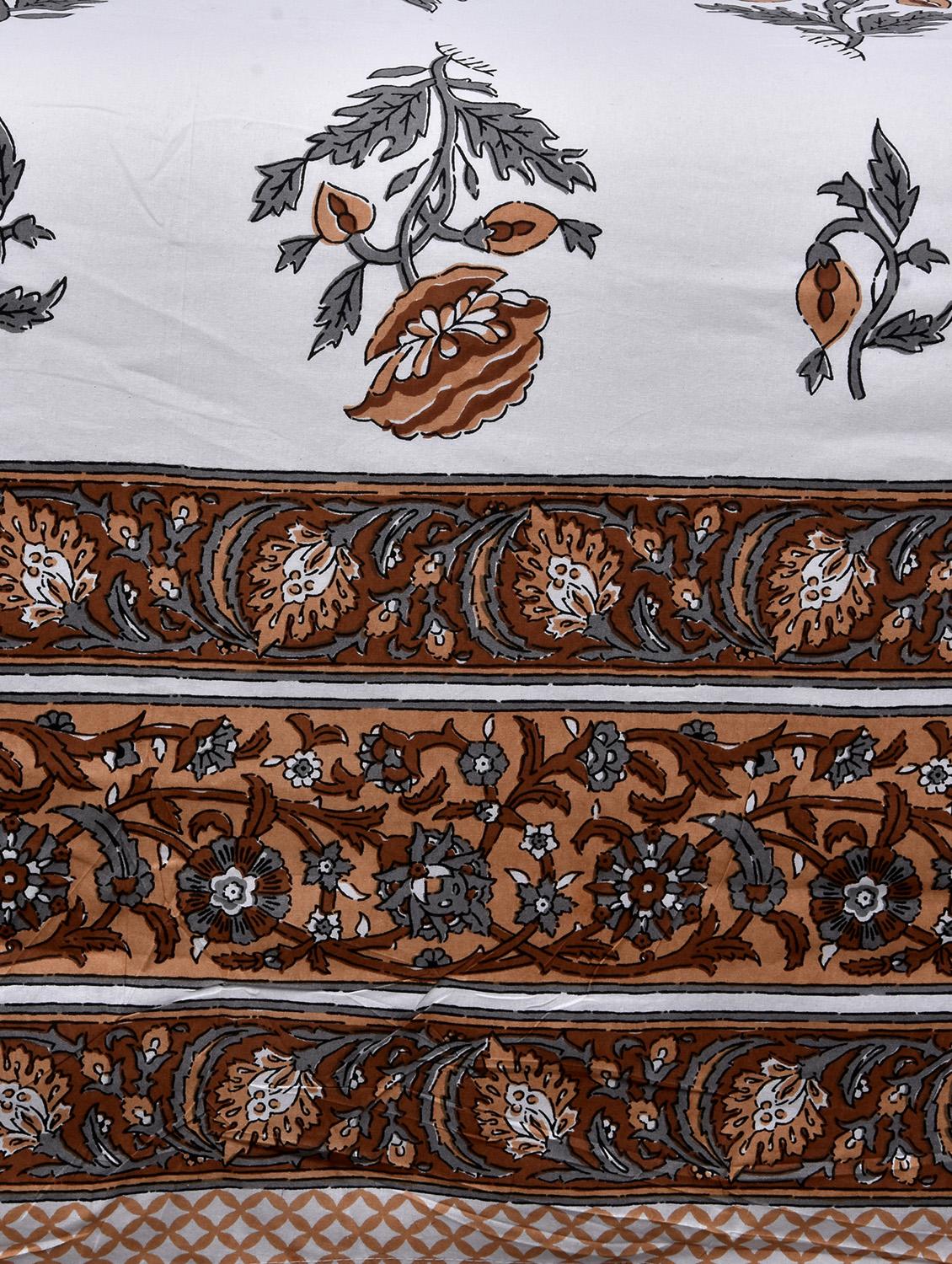 jaipurfabric cotton jaipuri double bedsheet with 2 pillow cover orange floral allure set king size/90x 108-inch - 17583299 - Zoom Image - 4