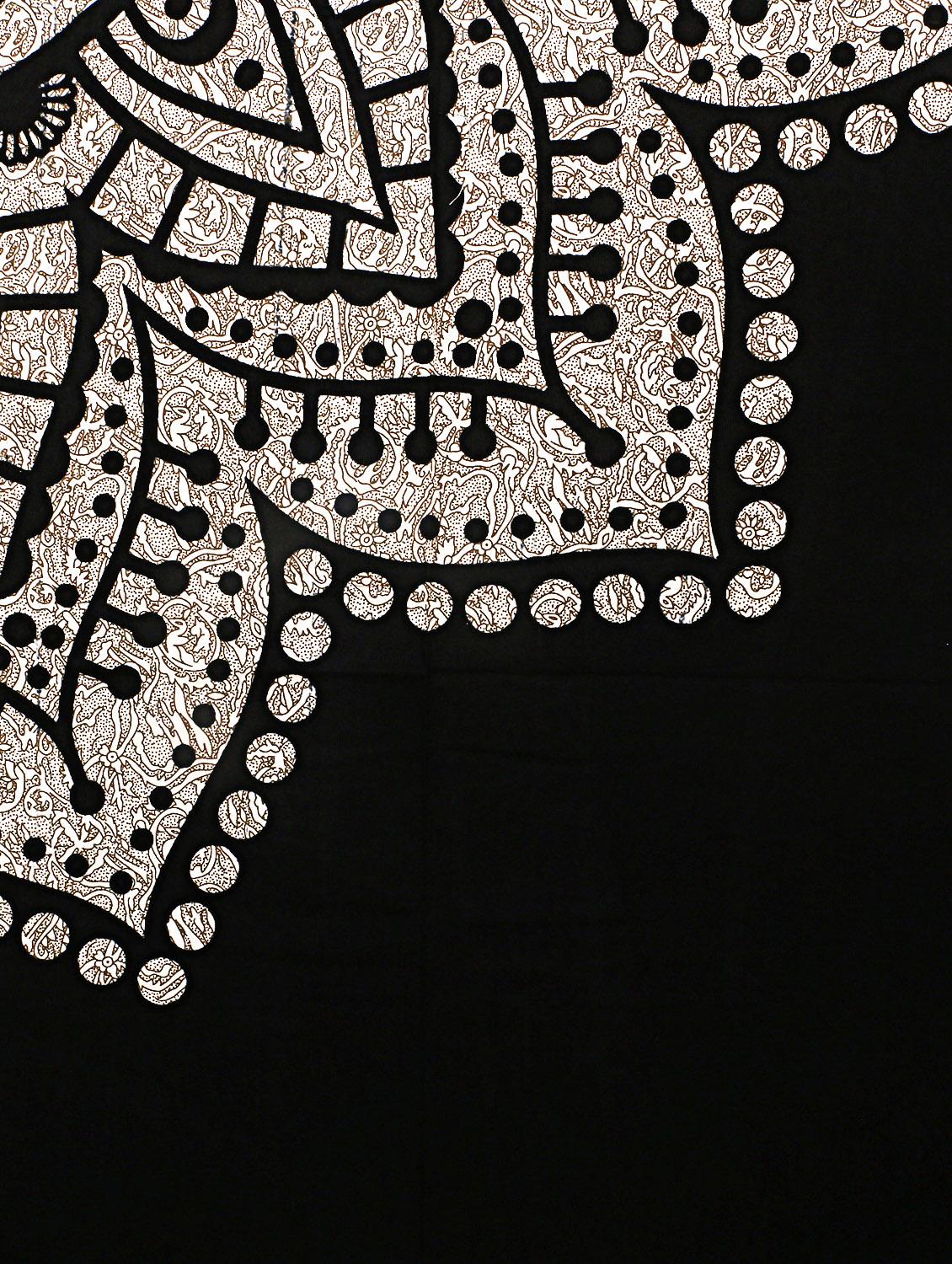jaipurfabric big rangoli black & white cotton jaipuri double bedsheet with 2 pillow cover set king size - 17583381 - Zoom Image - 3