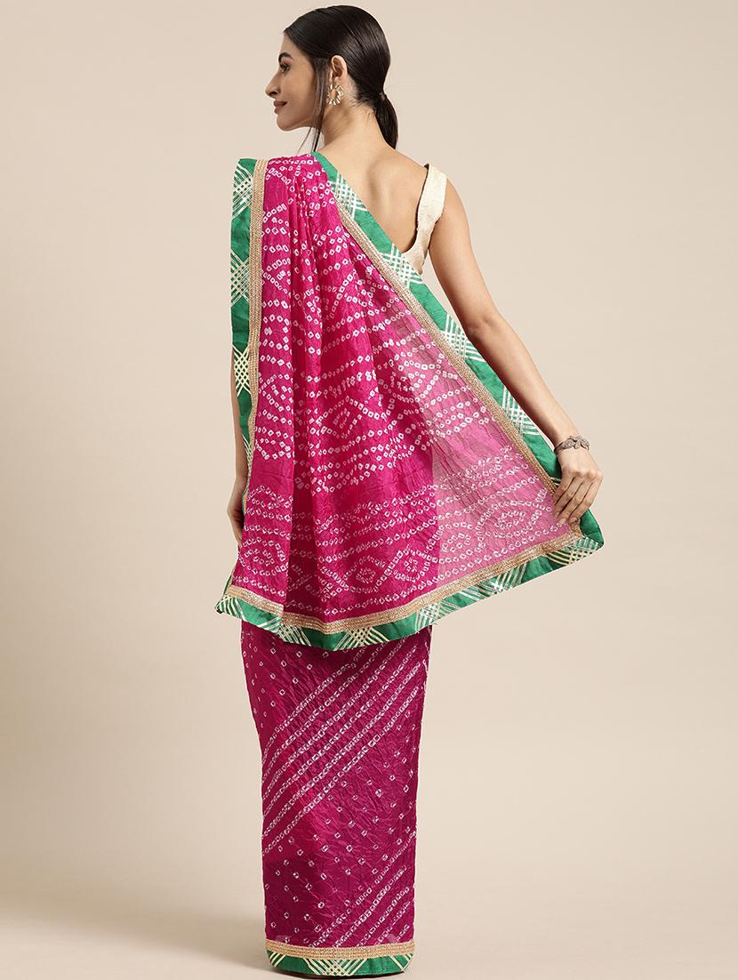 bandhani printed saree with blouse - 17583801 - Zoom Image - 2