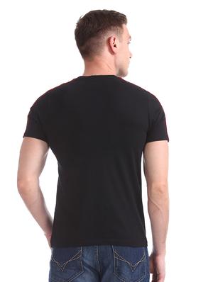 black solid taped t-shirt - 17584284 - Standard Image - 3