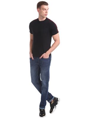 black solid taped t-shirt - 17584284 - Standard Image - 4