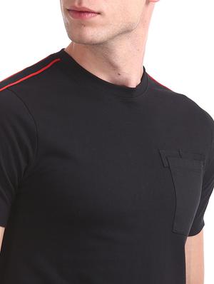 black solid taped t-shirt - 17584284 - Standard Image - 5