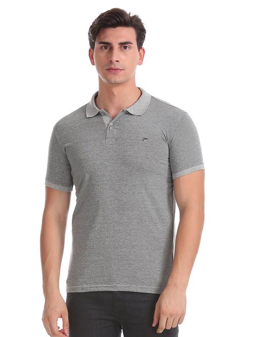 grey striped polo t-shirt - 17584346 - Standard Image - 1
