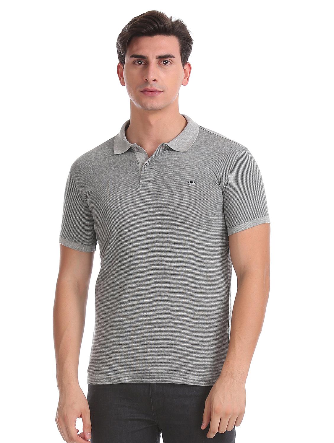 grey striped polo t-shirt - 17584346 - Zoom Image - 1