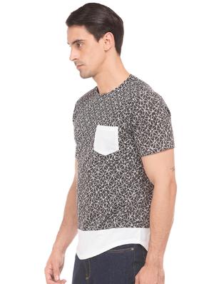 black printed cut & sew pocket t-shirt - 17584353 - Standard Image - 2
