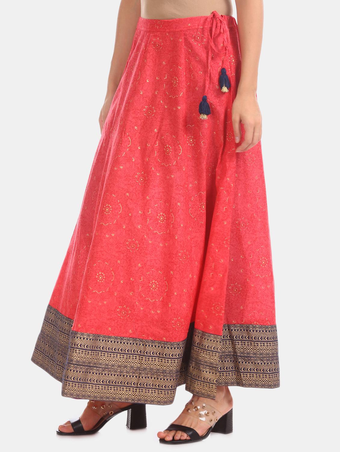 pink cotton aline skirt - 17584503 - Zoom Image - 1
