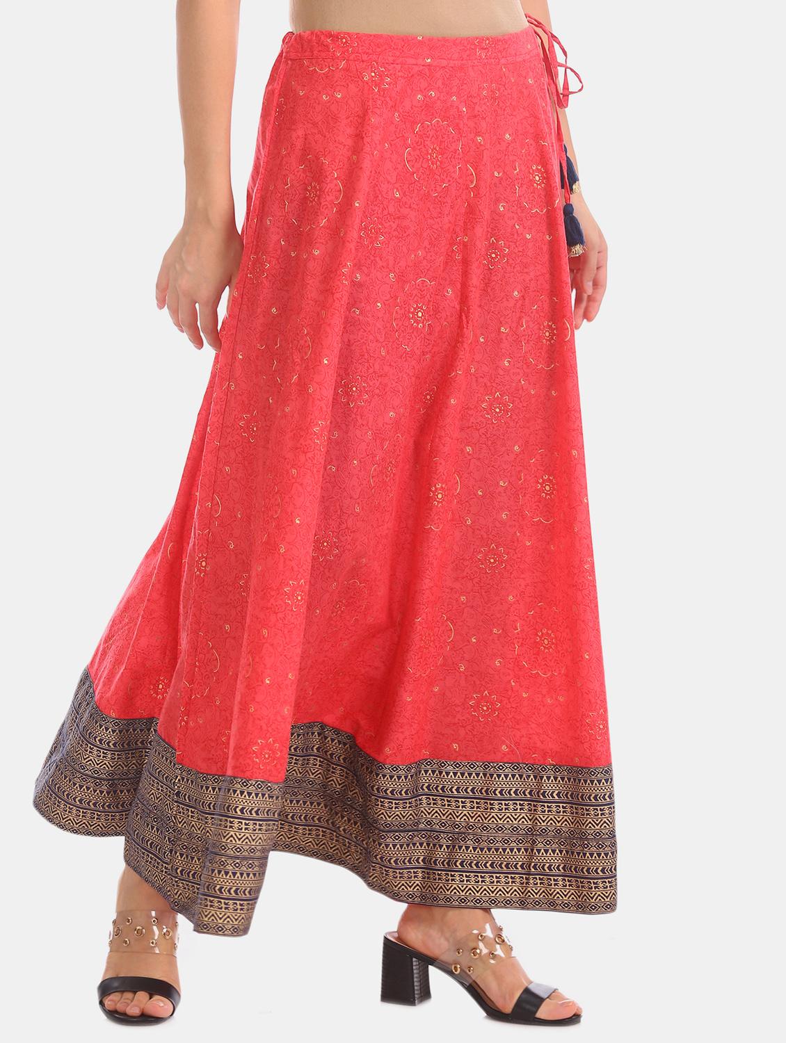 pink cotton aline skirt - 17584503 - Zoom Image - 2