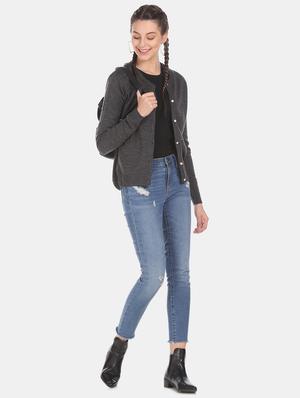 grey acrylic wool blend cardigan - 17584537 - Standard Image - 3