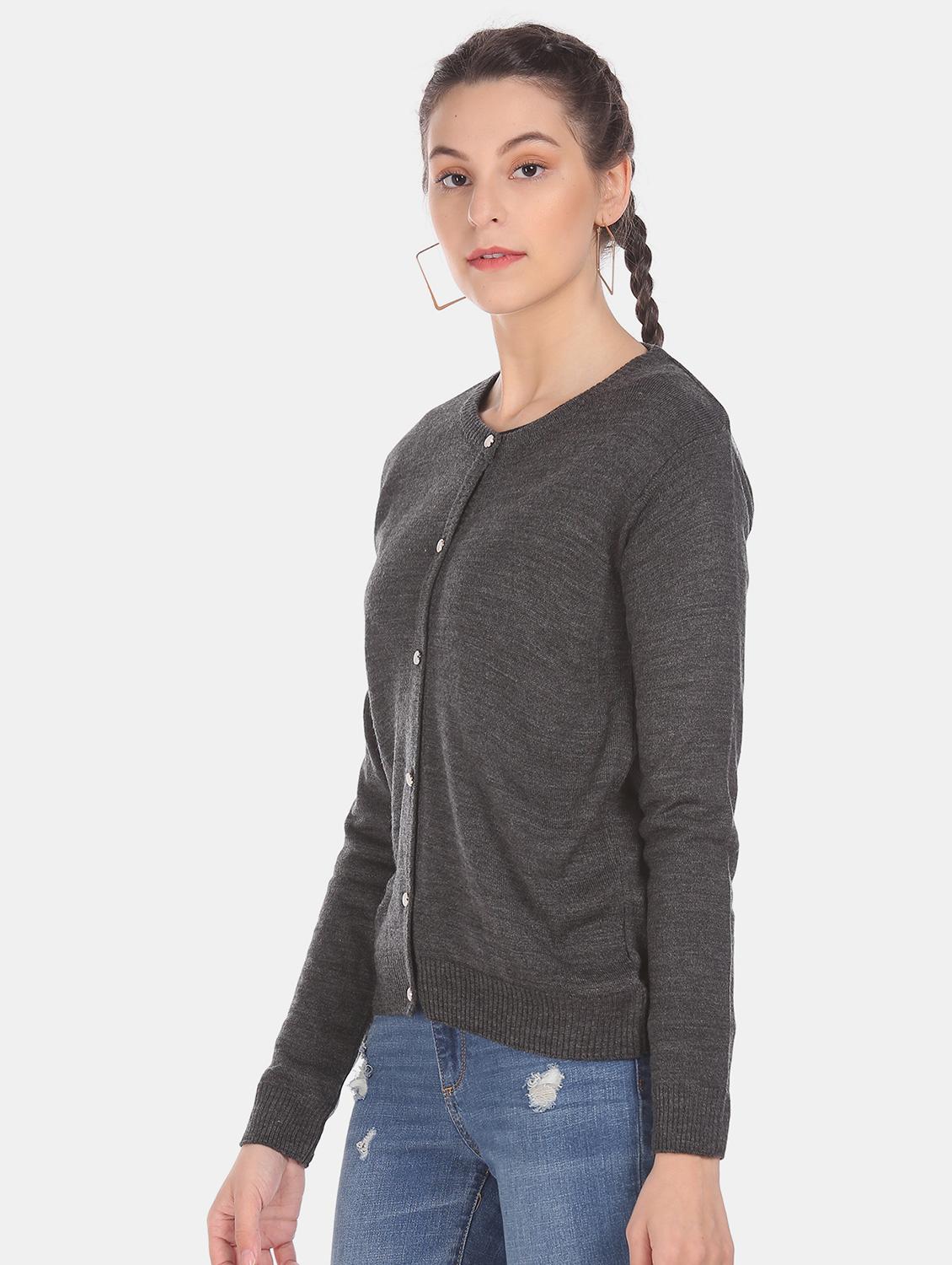 grey acrylic wool blend cardigan - 17584537 - Zoom Image - 1