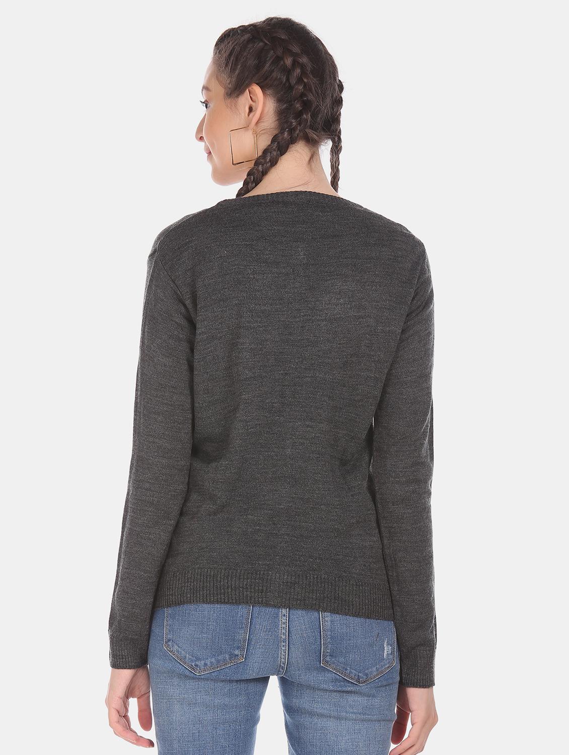 grey acrylic wool blend cardigan - 17584537 - Zoom Image - 2
