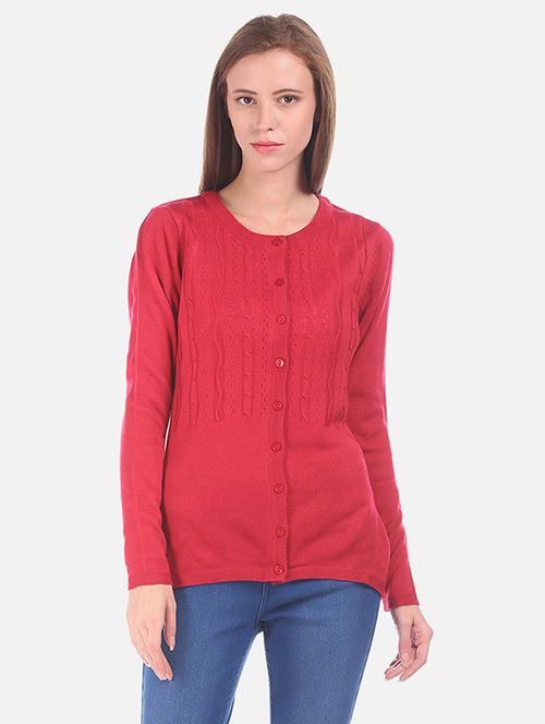 pink acrylic wool blend cardigan - 17584539 - Standard Image - 1