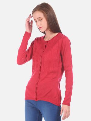 pink acrylic wool blend cardigan - 17584539 - Standard Image - 2