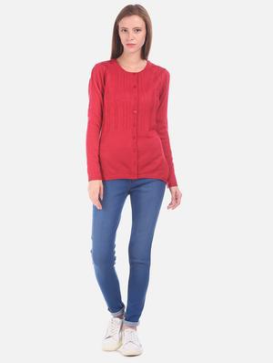 pink acrylic wool blend cardigan - 17584539 - Standard Image - 4