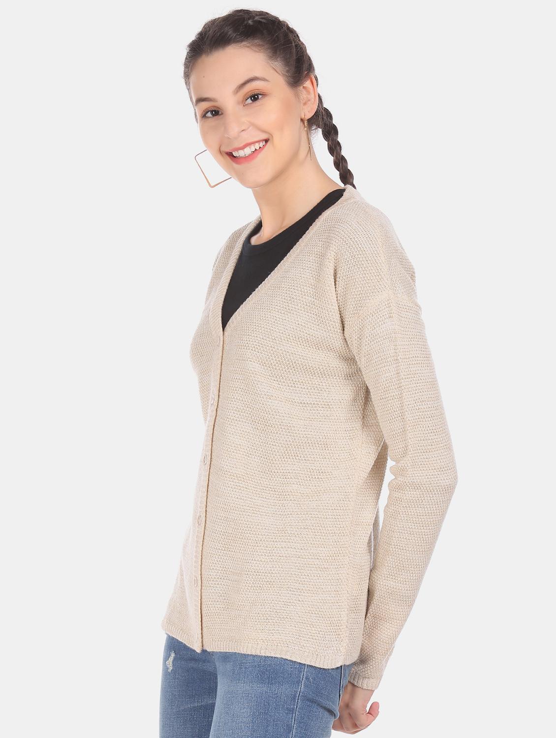beige acrylic wool blend cardigan - 17584543 - Zoom Image - 2
