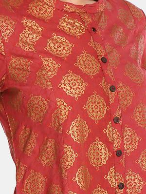gold print straight kurta - 17584614 - Standard Image - 4