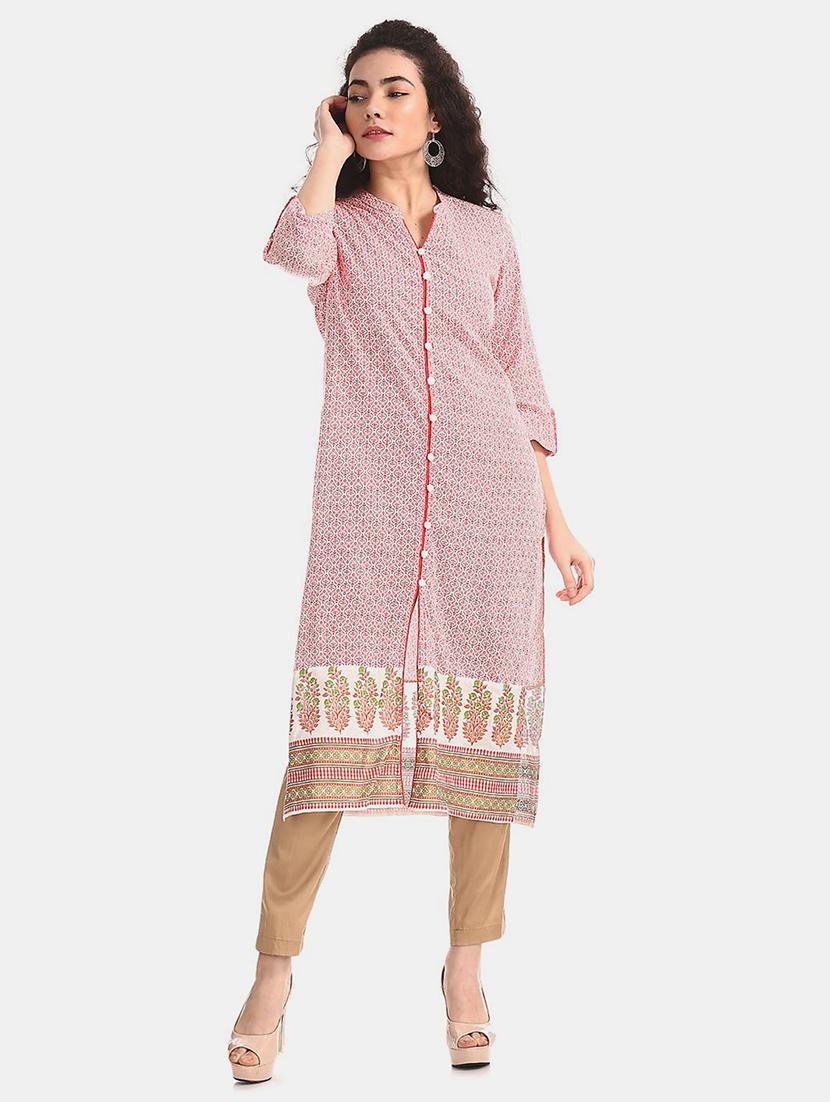 printed straight kurta - 17584622 - Zoom Image - 1