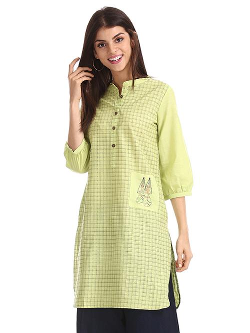 checkered straight kurta - 17584633 - Standard Image - 1