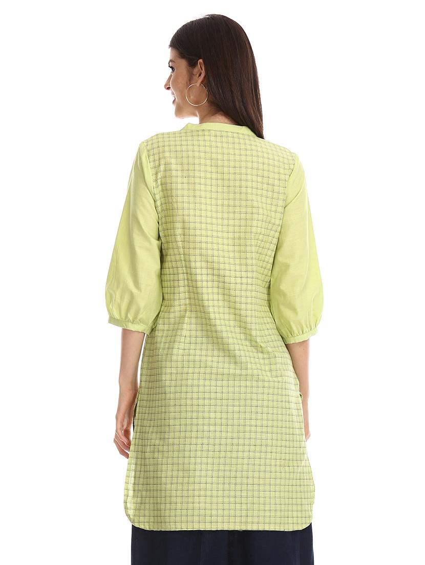 checkered straight kurta - 17584633 - Zoom Image - 3