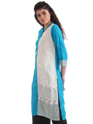 blue solid a-line kurta - 17584700 - Standard Image - 2