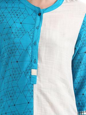 blue solid a-line kurta - 17584700 - Standard Image - 5