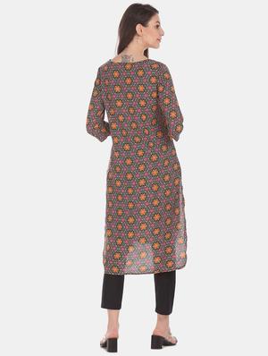 black printed a-line kurta - 17584776 - Standard Image - 3