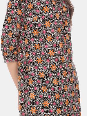 black printed a-line kurta - 17584776 - Standard Image - 4