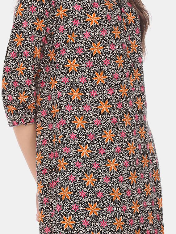 black printed a-line kurta - 17584776 - Zoom Image - 4