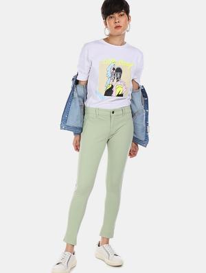 green cotton jeggings - 17584845 - Standard Image - 3