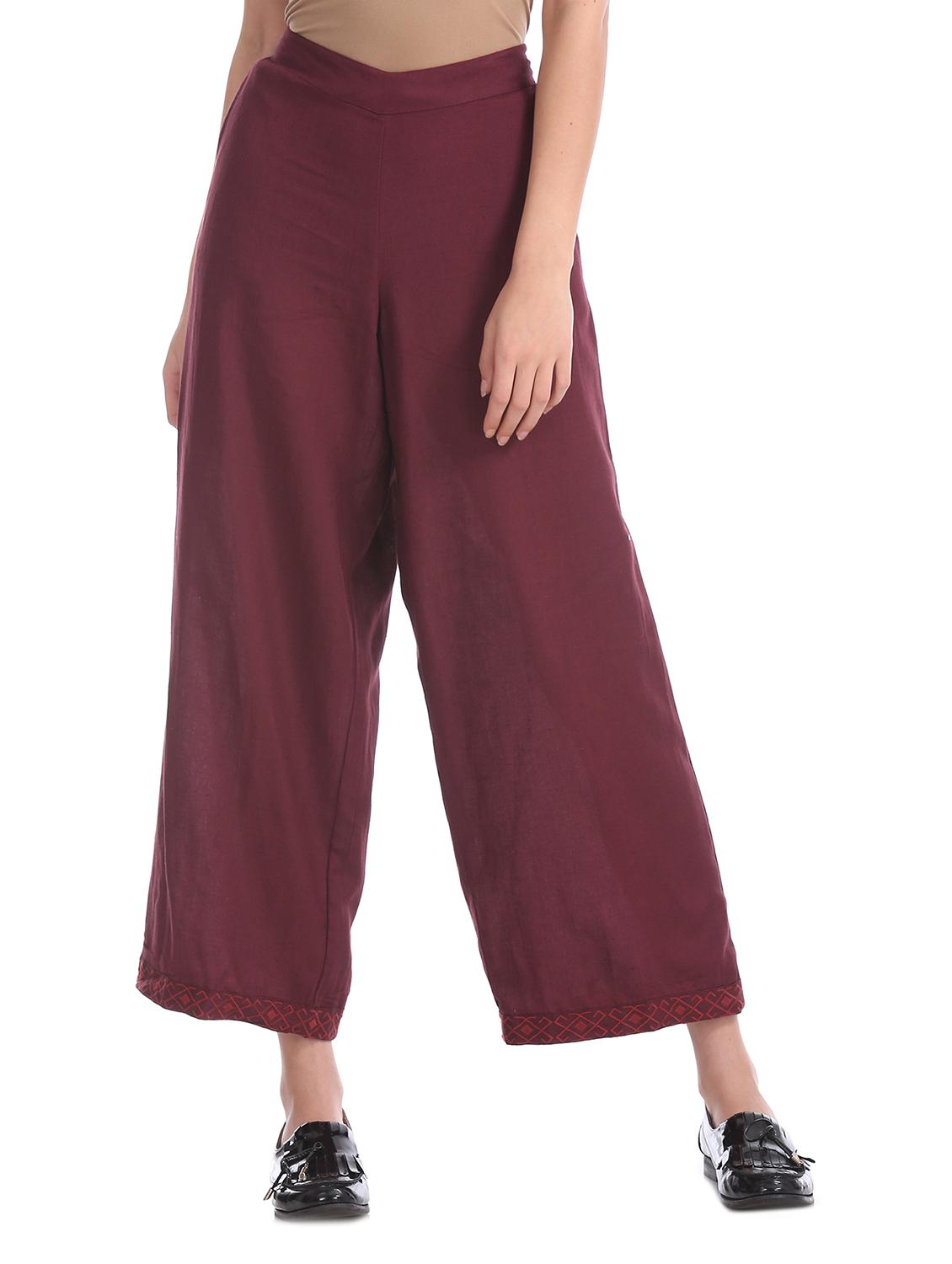 red rayon straight palazzo - 17584862 - Zoom Image - 1
