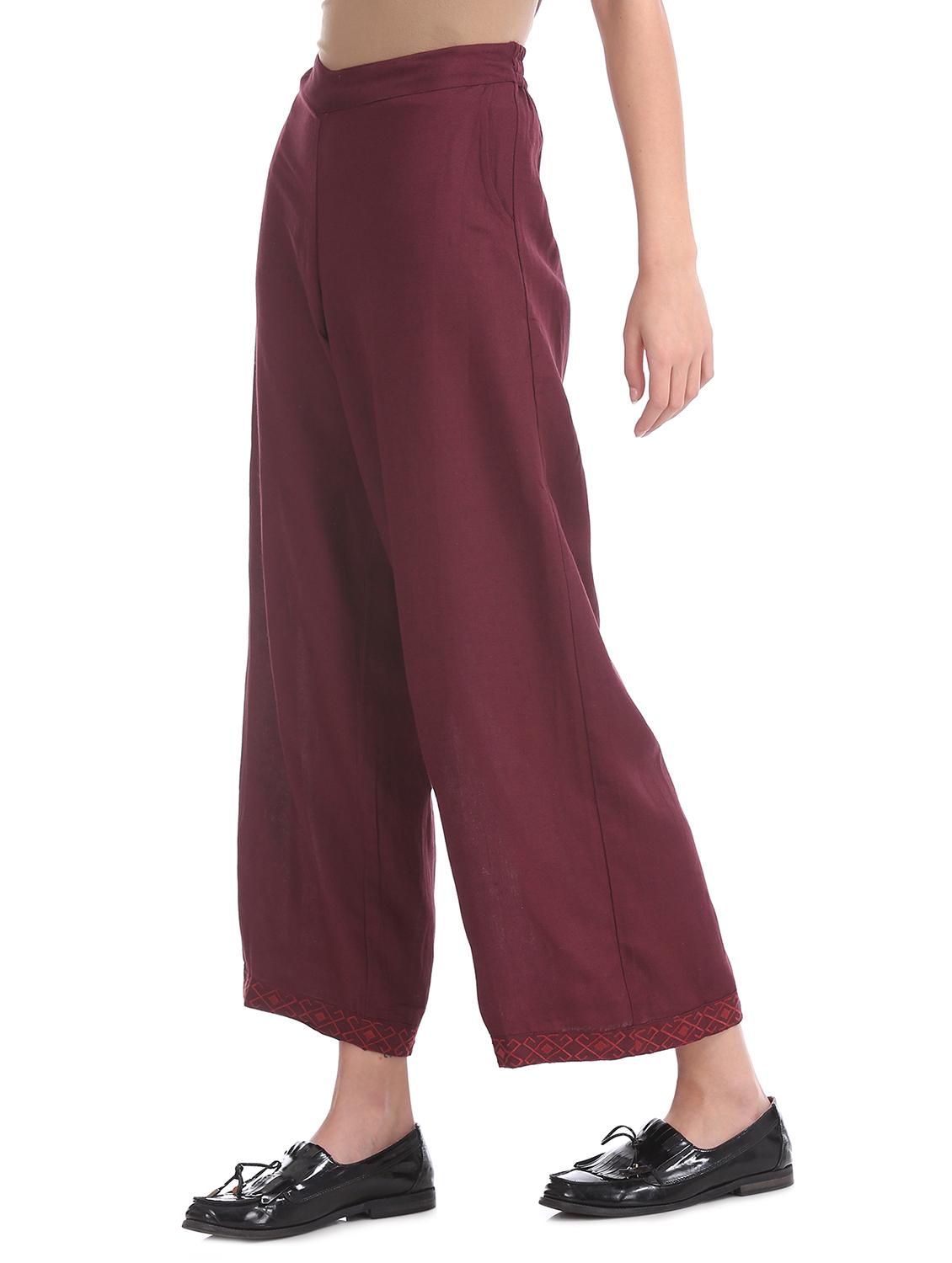 red rayon straight palazzo - 17584862 - Zoom Image - 2