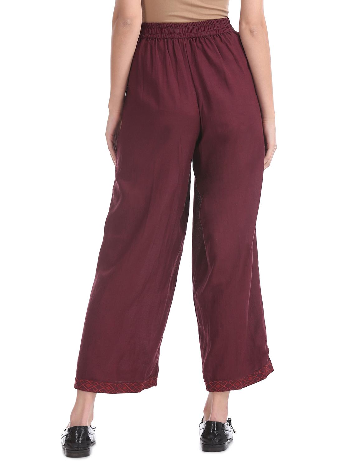 red rayon straight palazzo - 17584862 - Zoom Image - 3