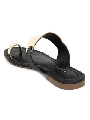 black synthetic slip on sandals - 17584944 - Standard Image - 3