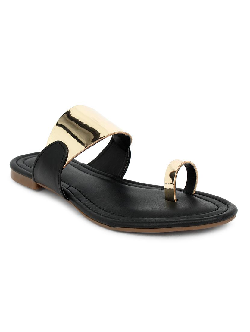 black synthetic slip on sandals - 17584944 - Zoom Image - 1