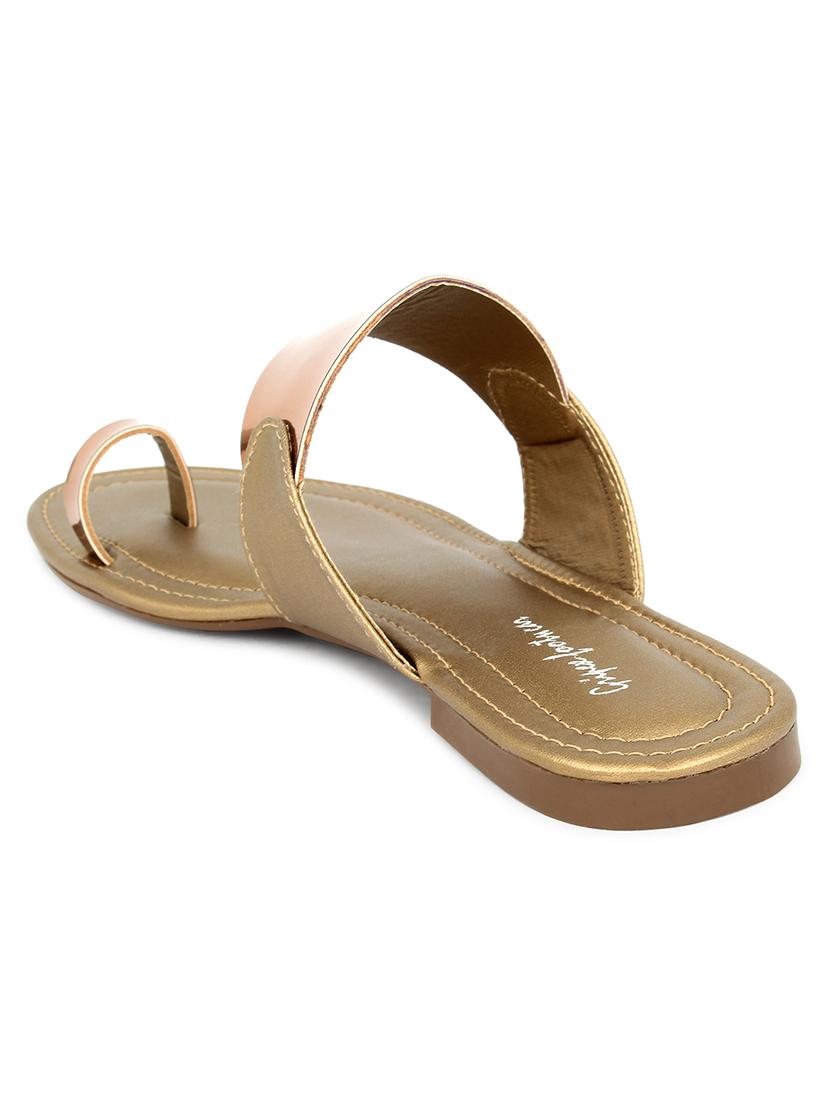 copper synthetic slip on sandals - 17584946 - Zoom Image - 3