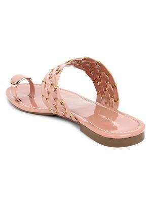 pink leatherette slip on kolhapuris - 17584948 - Standard Image - 3