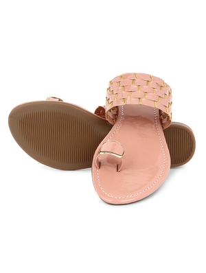pink leatherette slip on kolhapuris - 17584948 - Standard Image - 5