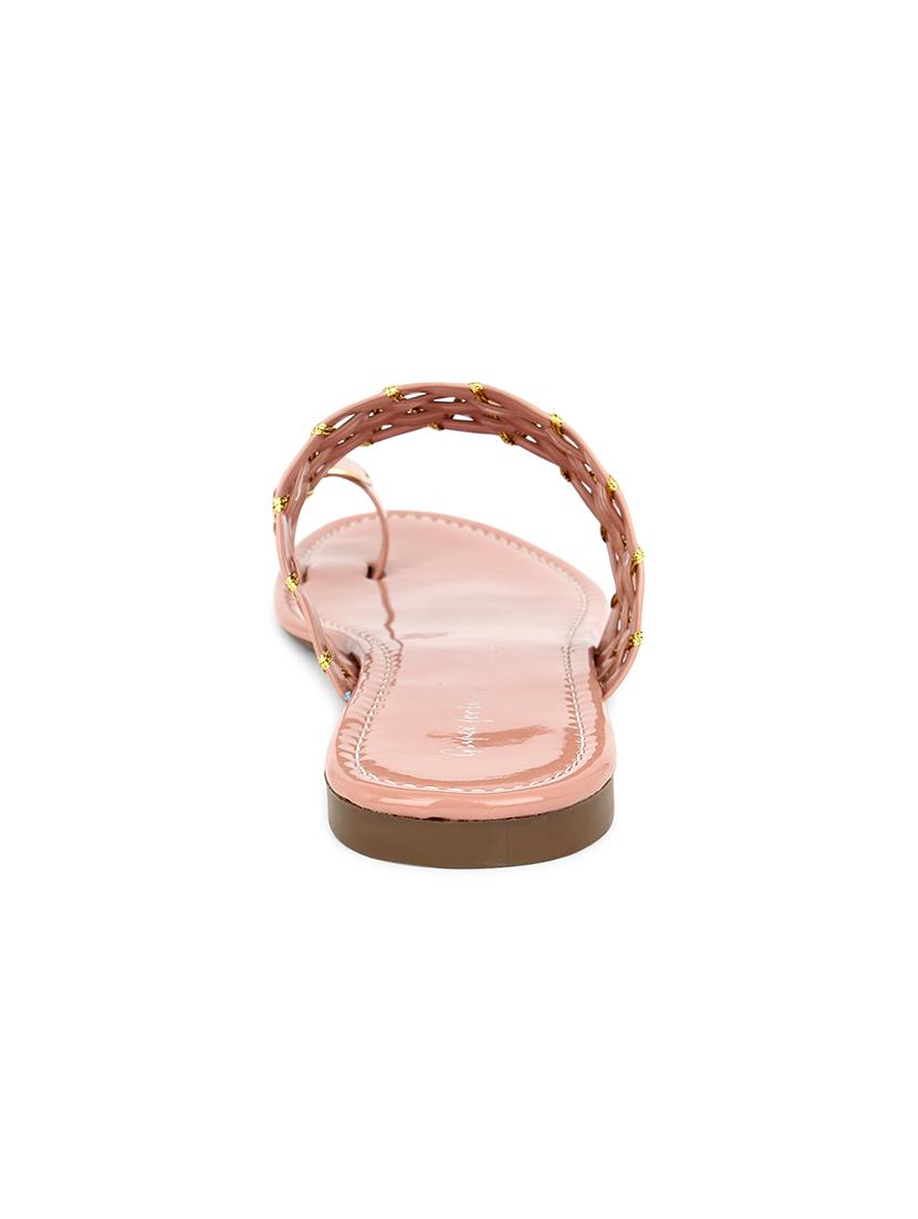 pink leatherette slip on kolhapuris - 17584948 - Zoom Image - 4