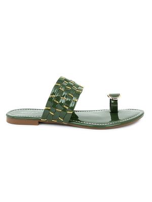 green synthetic slip on kolhapuris - 17584949 - Standard Image - 2