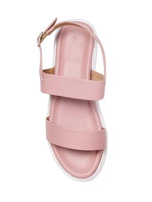 pink leatherette back strap sandals - 17585082 - Standard Image - 3