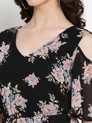 cold shoulder floral maxi dress - 17585093 - Standard Image - 4