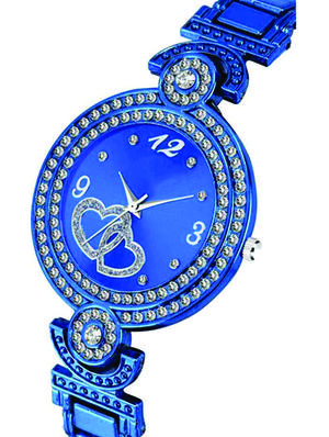 k-40 diamond studded blue color hearts love bracelet watch for women's analog watch - for girls - 17585212 - Standard Image - 2