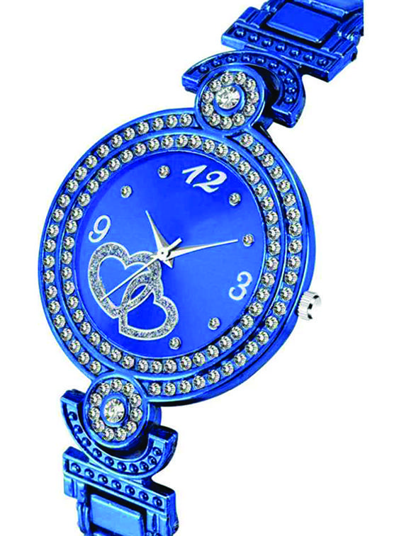 k-40 diamond studded blue color hearts love bracelet watch for women's analog watch - for girls - 17585212 - Zoom Image - 2