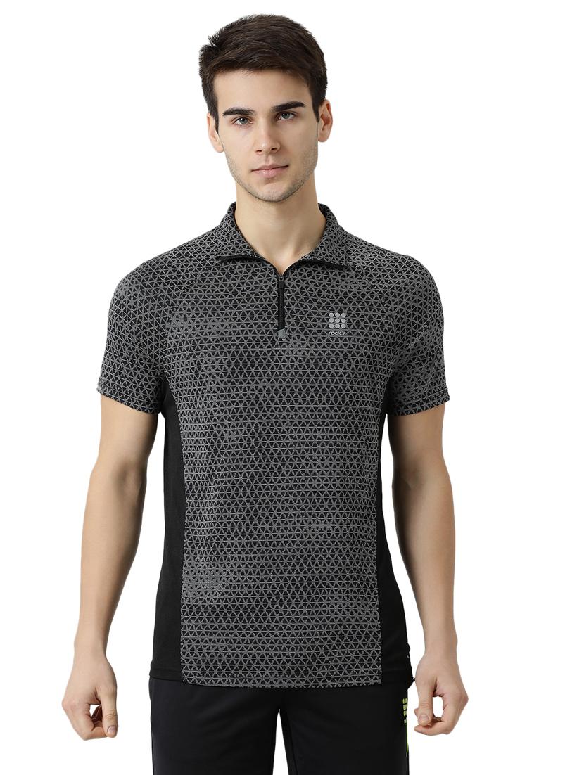 black printed polo t-shirt - 17585637 - Zoom Image - 1