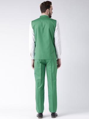 green solid flat front formal trouser - 17585669 - Standard Image - 3