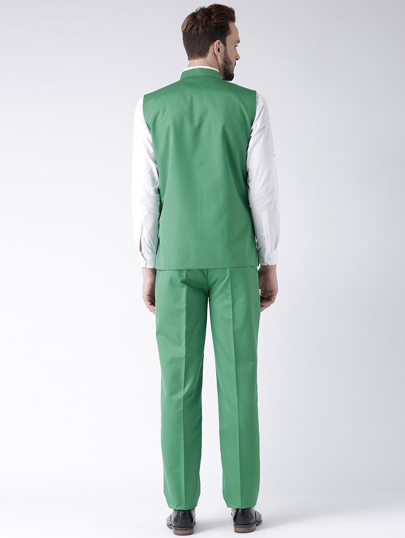 green solid flat front formal trouser - 17585669 - Zoom Image - 3