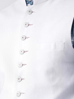 blue printed kurta pyjama set with white solid nehru jacket - 17585706 - Standard Image - 5