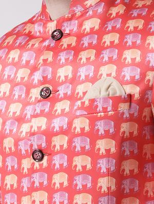 pink solid dhoti kurta set with peach printed bandhgala jacket - 17585722 - Standard Image - 4