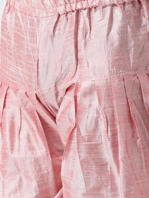 pink solid dhoti kurta set with peach printed bandhgala jacket - 17585722 - Standard Image - 5